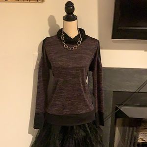 RBX cold shoulder purple & black turtleneck sweater